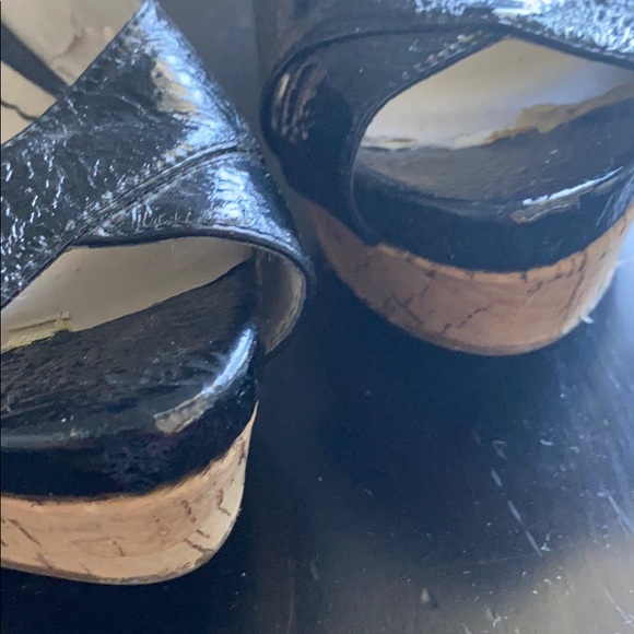 Nine West black patent and cork wedges - Picture 5 of 6